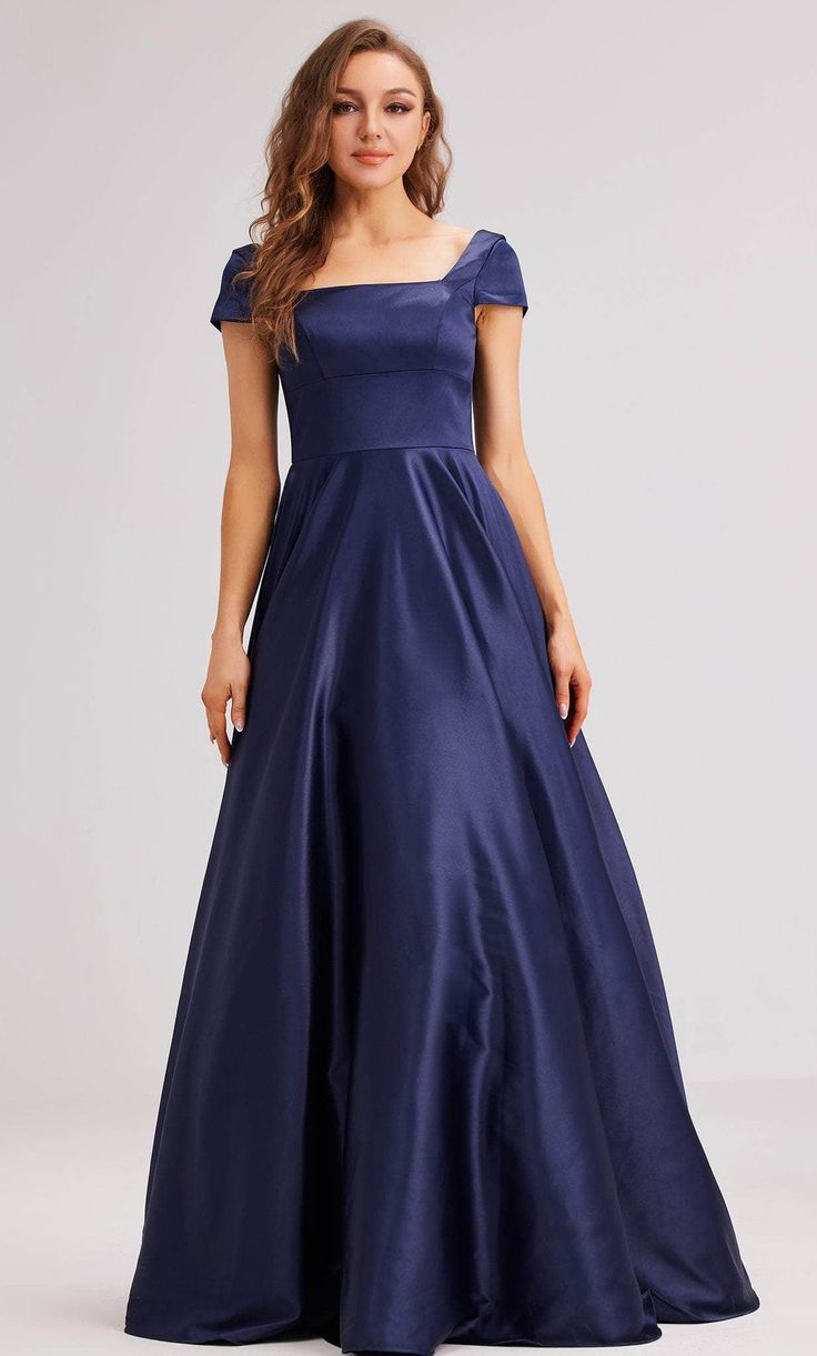 Cap Sleeve Satin Gown