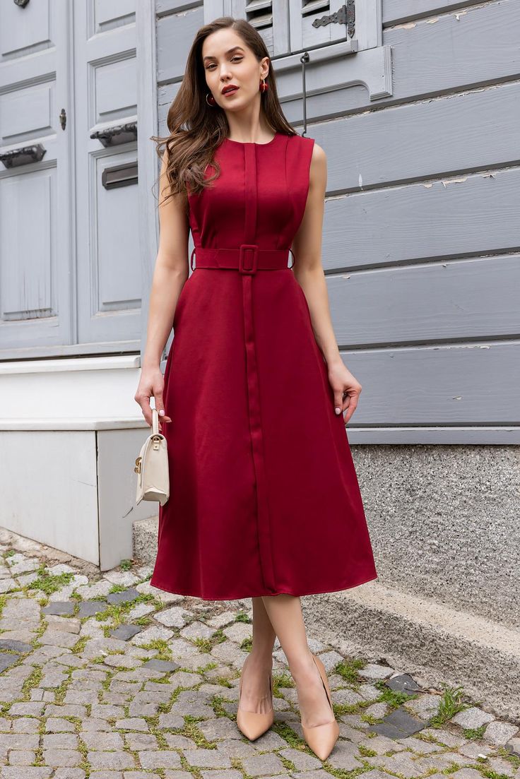 Red Sleeveless Midi